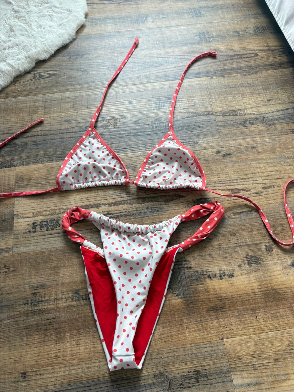 Red Polka Dot Triangle Bikini Set - Women Intimates & Sleepwear